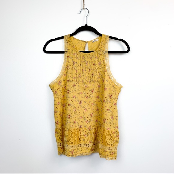 Yellow Floral Hollister Tank Top